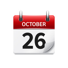 October 26 . Vector flat daily calendar icon. Date and time, day, month. Holiday.