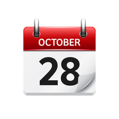 October  28. Vector flat daily calendar icon. Date and time, day, month. Holiday.