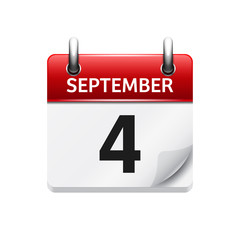 September 4 . Vector flat daily calendar icon. Date and time, day, month. Holiday.