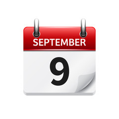 September  9. Vector flat daily calendar icon. Date and time, day, month. Holiday.
