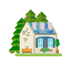 vector illustration of cute colorful house. vector flat buildings illustration