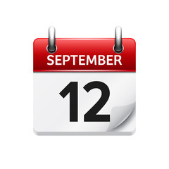 September  12. Vector flat daily calendar icon. Date and time, day, month. Holiday.