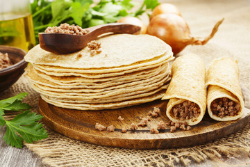 Pancakes with meat