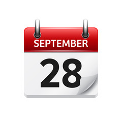 September 28 . Vector flat daily calendar icon. Date and time, day, month. Holiday.