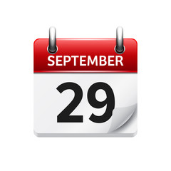 September 29 . Vector flat daily calendar icon. Date and time, day, month. Holiday.