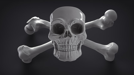 The skull wth tibia on dark background