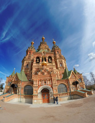 Russia, suburb of Saint Petersburg, the St. Peter and Paul Cathedral.  .lens fish eye.