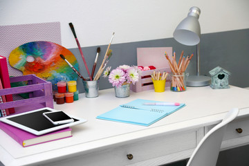 Colorful design workplace at home