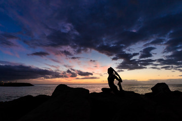 Sunset yoga on Tenerife beach