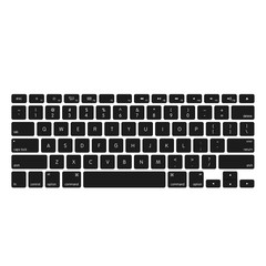 Black laptop computer keyboard button layout template with icons, vector illustration eps 10