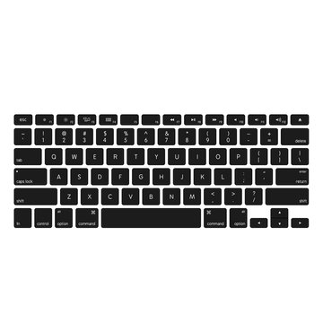 Black Laptop Computer Keyboard Button Layout Template With Icons, Vector Illustration Eps 10