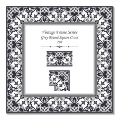 Obraz premium Vintage 3D frame 298 Grey Round Square Cross