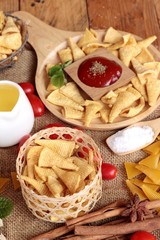 Corn snack and chips corn raw delicious.