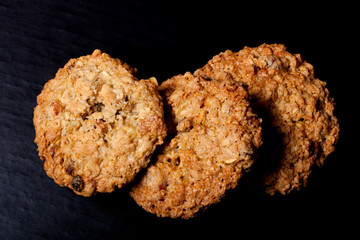 Homemade cookies on a black background