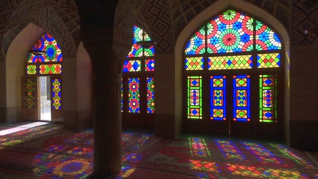 Nasir Al-Mulk Mosque in Shiraz, Iran. Pink Mosque