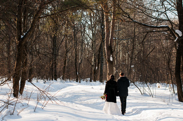 Loving couple in the winter