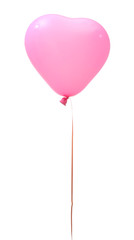 Pink heart balloon, isolated on white