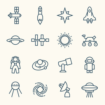 Space line icons