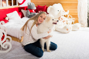 Obraz premium Family with dog, Mother with daughter, Girl with dog, Pair