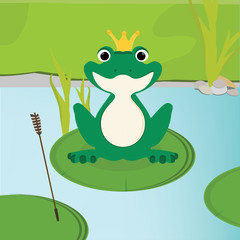 Green frog in crown