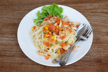 spaghetti on the table