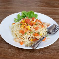 spaghetti on the table