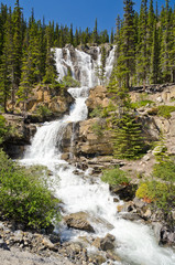 waterfall in deep forest of Rocky Mountains, Alberta, Canada.