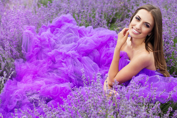 Woman in lavender purple fields
