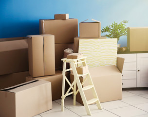 Packed household goods for moving into new house