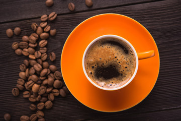 Orange cup of coffee
