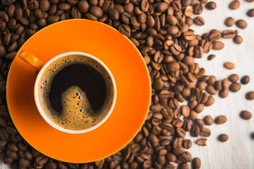 Orange cup of coffee