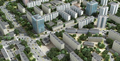 panorama of the city in the style of the 80's the city Backgroun