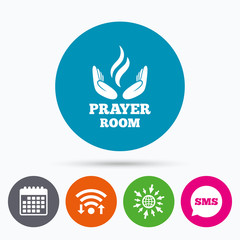 Prayer room sign icon. Religion priest symbol.