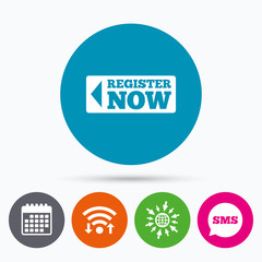Register now sign icon. Join button symbol.