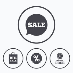 Sale speech bubble icon. Discount star symbol