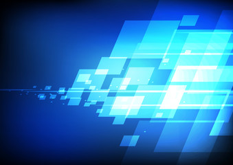 Vector : Abstract square and line on blue background