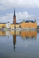 Fototapeta premium Stockholm, Sweden - March, 16, 2016: panorama of an old town of Stockholm, Sweden