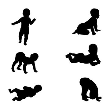 Silhouette of a baby in diapers