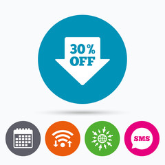 30 percent sale arrow tag sign icon.