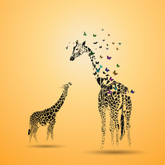 Naklejki  Żyrafa z dzieckiem