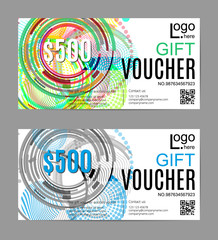 Fototapeta premium Vector illustration,Gift voucher template with colorful geometric pattern.