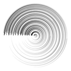 Abstract black round circle brush stroke. Vector Illustration