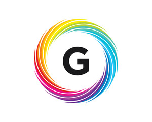 G Letter Rainbow Wave