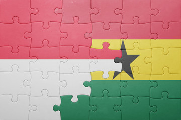 puzzle with the national flag of ghana and indonesia