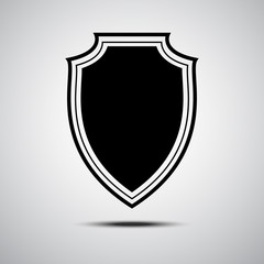 Black shield icon on grey background