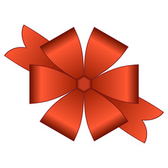 Vector red bow with red ribbons