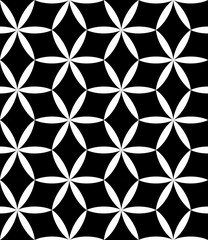 Fototapeta premium Vector modern seamless sacred geometry pattern flower of life, black and white abstract geometric background, pillow print, monochrome retro texture, hipster fashion design