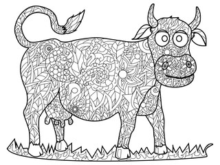 Cow Coloring vector for adults