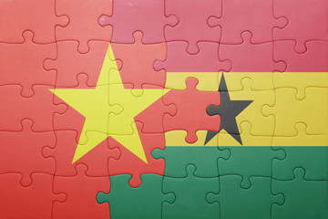 puzzle with the national flag of ghana and vietnam