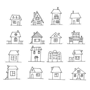 Hand drawn house set.